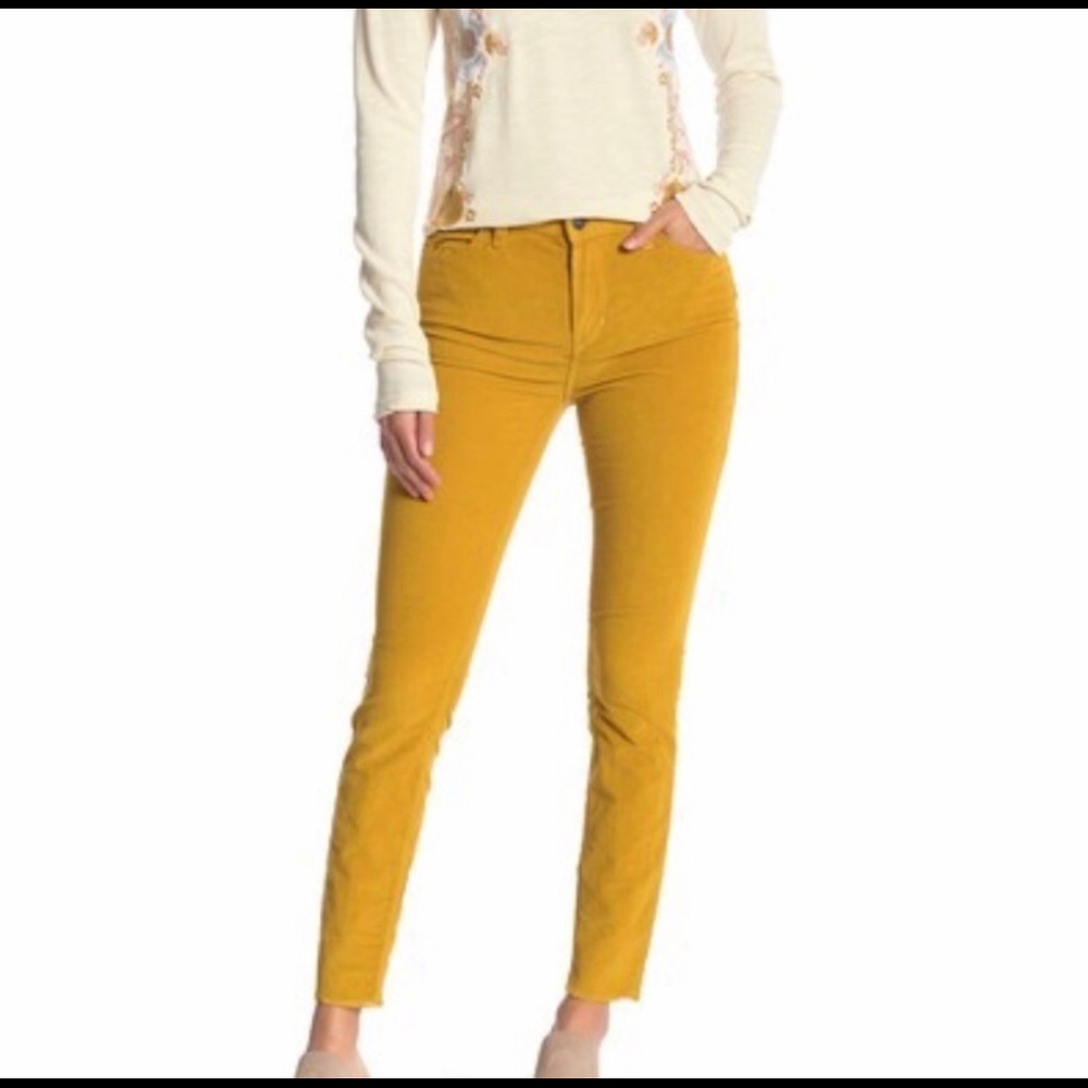 Free People High Waisted Yellow Corduroy